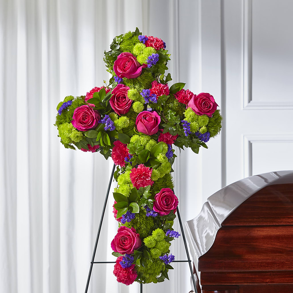 Tribute Rose Floral Cross – Rhea Flower Shop, Toronto ON