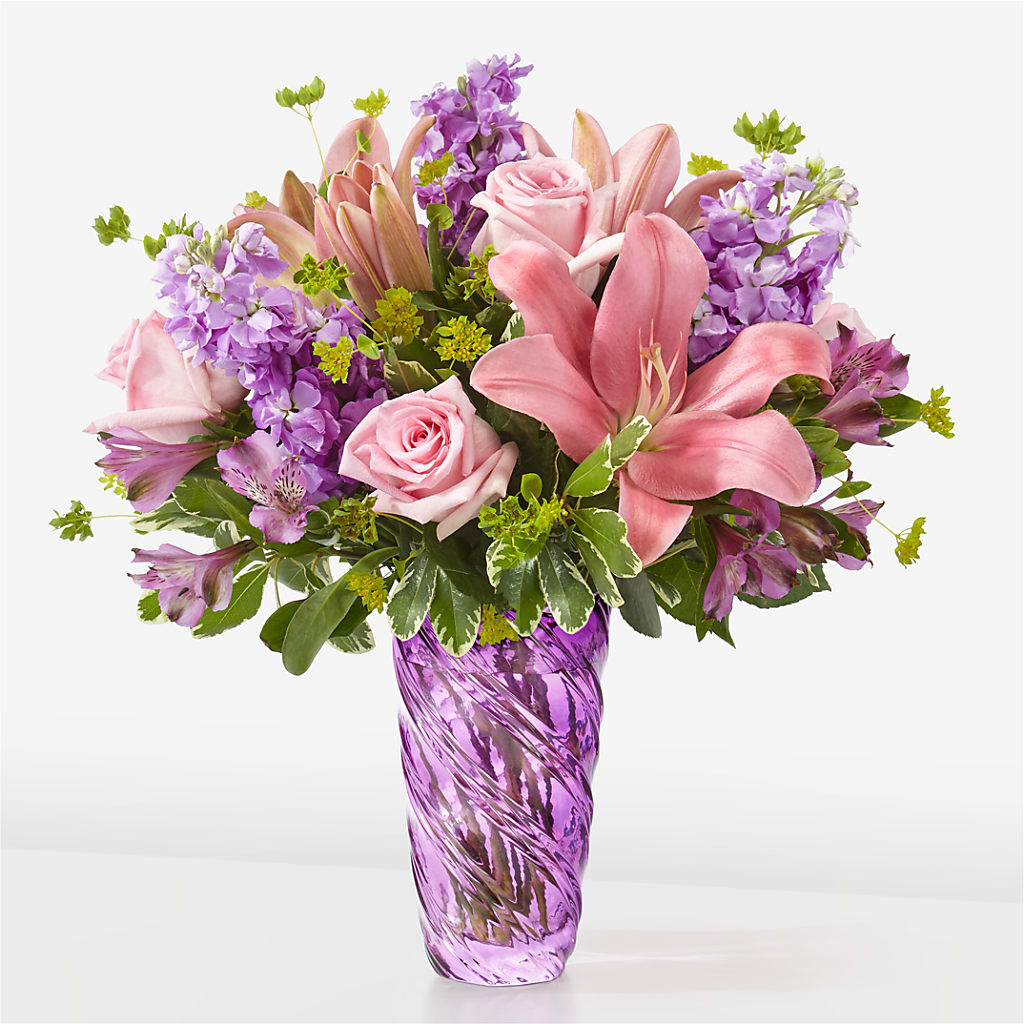 Precious Petals Bouquet with Luxe Swirl Vase – Rhea Flower Shop, Toronto ON