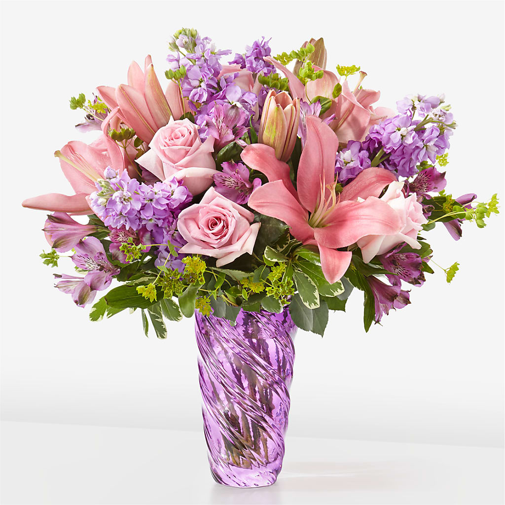 Precious Petals Bouquet with Luxe Swirl Vase – Rhea Flower Shop, Toronto ON