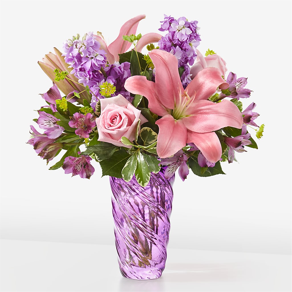 Precious Petals Bouquet with Luxe Swirl Vase – Rhea Flower Shop, Toronto ON