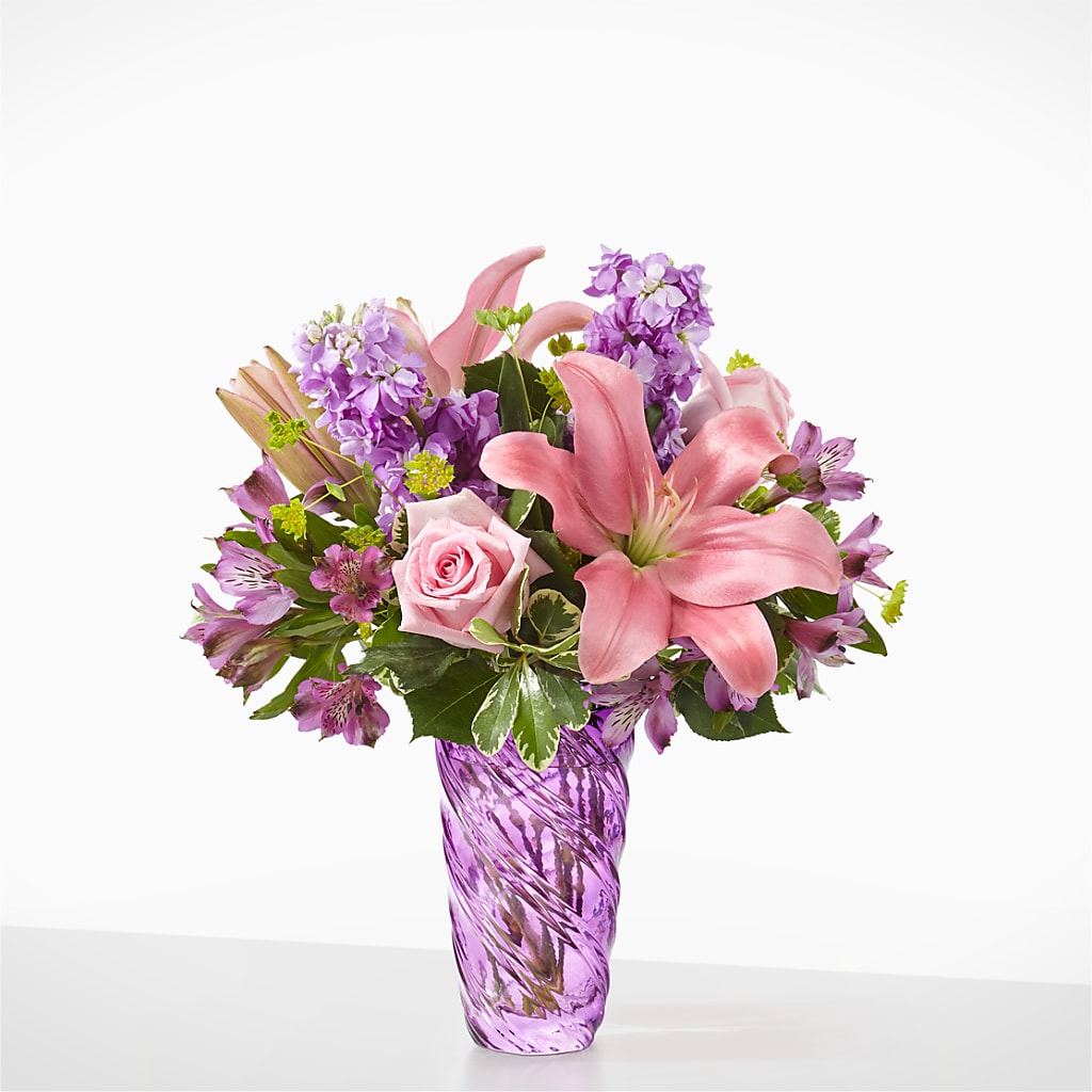 Precious Petals Bouquet with Luxe Swirl Vase – Rhea Flower Shop, Toronto ON