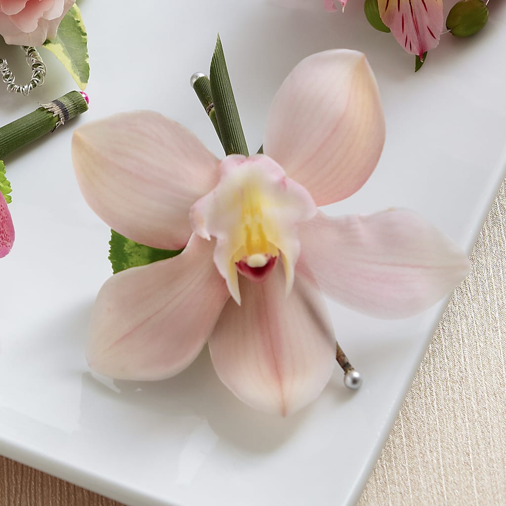 Pink Cymbidium Boutonniere – Rhea Flower Shop, Toronto ON