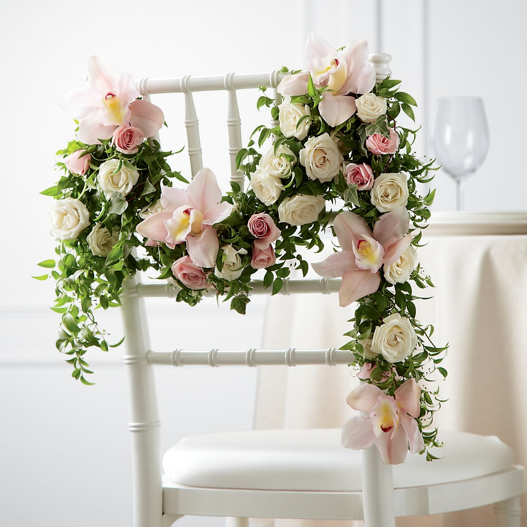 Orchid Rose Chair Décor – Rhea Flower Shop, Toronto ON