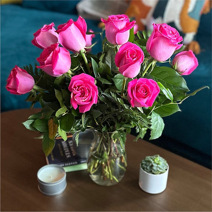 Long Stem Pink Rose Bouquet –  Rhea Flower Shop, Toronto ON