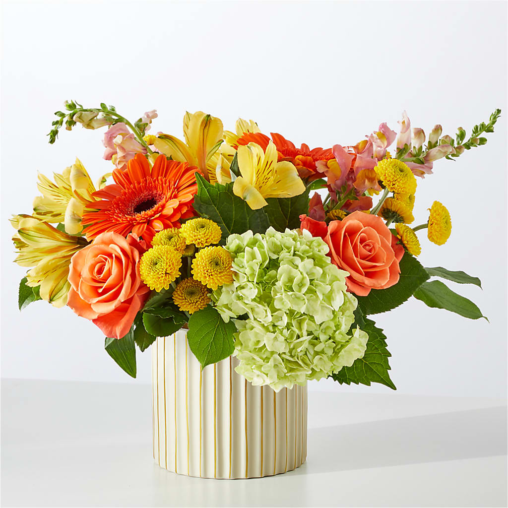 Autumn Sunshine Bouquet with Ivory Vase –  Rhea Flower Shop, Toronto ON