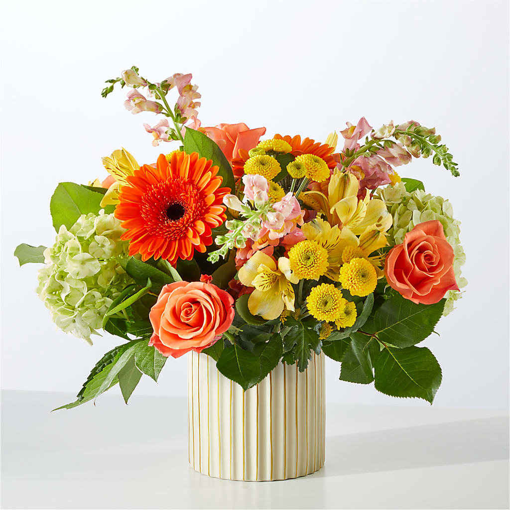 Autumn Sunshine Bouquet with Ivory Vase –  Rhea Flower Shop, Toronto ON