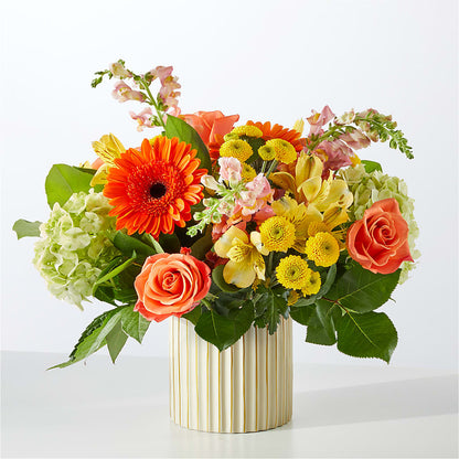 Autumn Sunshine Bouquet with Ivory Vase –  Rhea Flower Shop, Toronto ON