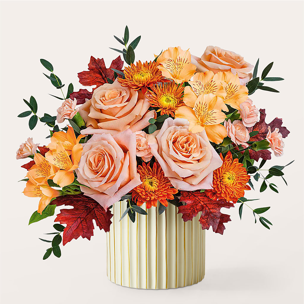 Spiced Latte Bouquet with Ivory Vase –  Rhea Flower Shop, Toronto ON
