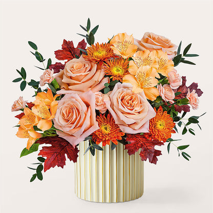 Spiced Latte Bouquet with Ivory Vase –  Rhea Flower Shop, Toronto ON