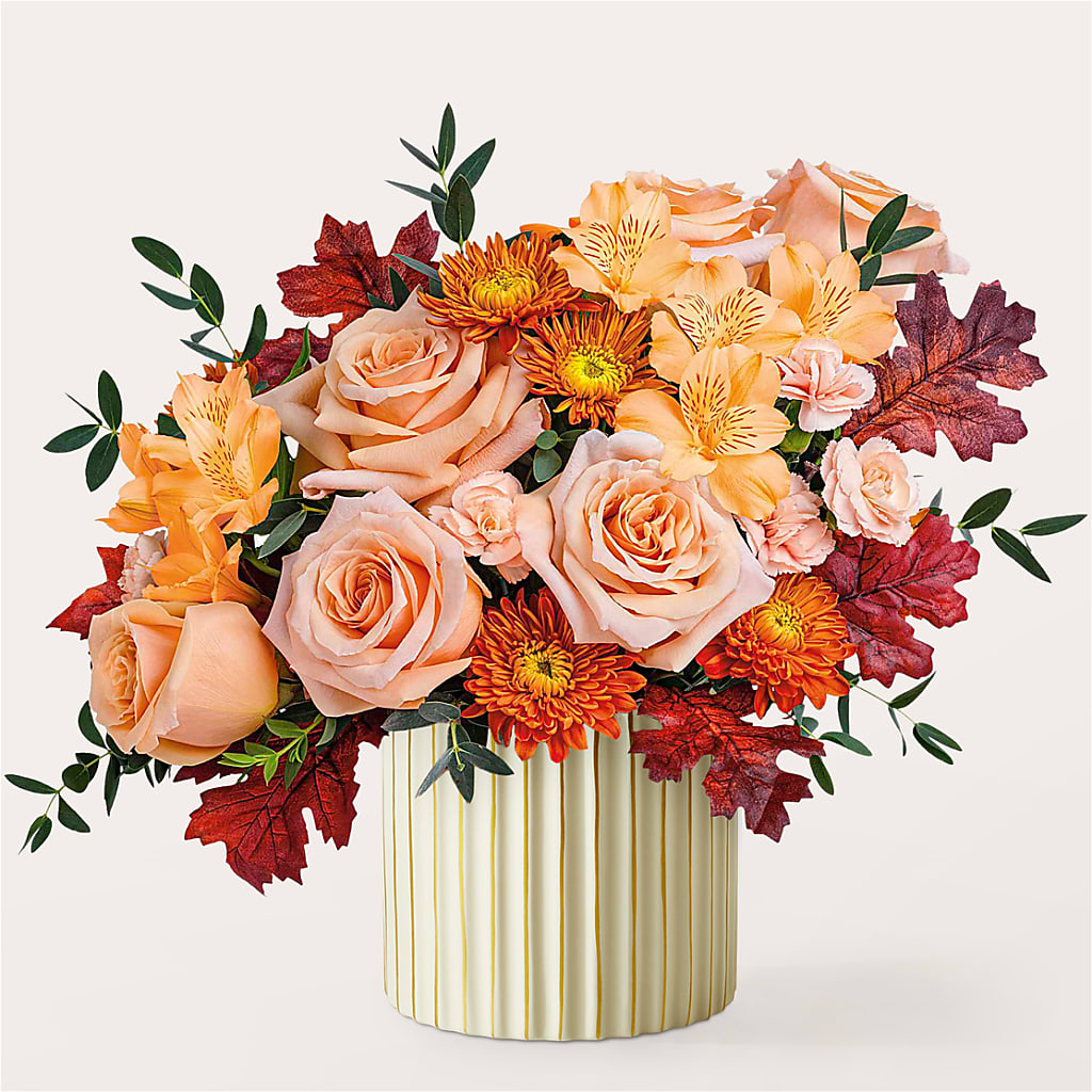 Spiced Latte Bouquet with Ivory Vase –  Rhea Flower Shop, Toronto ON