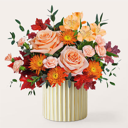 Spiced Latte Bouquet with Ivory Vase –  Rhea Flower Shop, Toronto ON