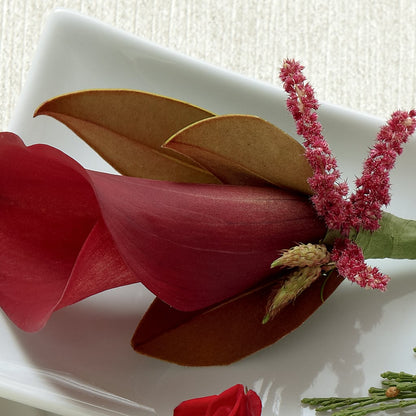 Red Calla Boutonniere –  Rhea Flower Shop, Toronto ON