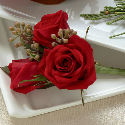 Red Spray Rose Boutonniere –  Rhea Flower Shop, Toronto ON