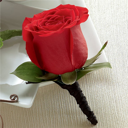 Red Rose Boutonniere –  Rhea Flower Shop, Toronto ON
